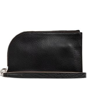 Rick Owens Curved Zip Leather Wallet - Black