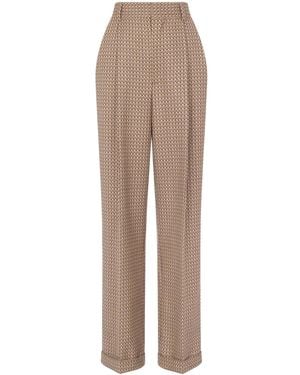 Moschino Trousers With Geometric Print - Natural