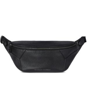 Brunello Cucinelli Grained-Leather Belt Bag - Black