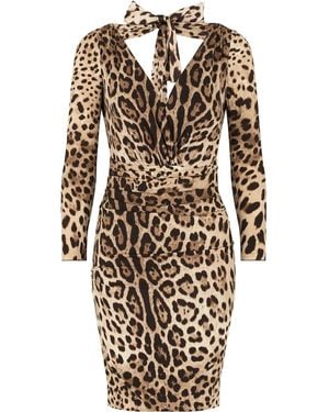 Dolce & Gabbana ドルチェ&ガッバーナ レオパード ドレス - ナチュラル