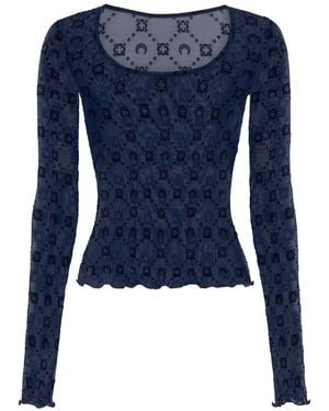 Marine Serre Moonogram Mesh T-Shirt - Blue