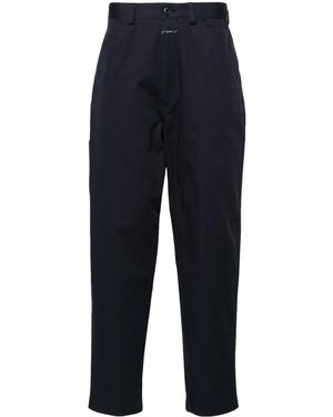 Closed Tapered-Leg Twill Trousers - Blue
