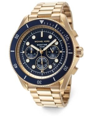 Michael Kors Goldfarbene Maritime Armbanduhr Im Oversized-Look - Blau