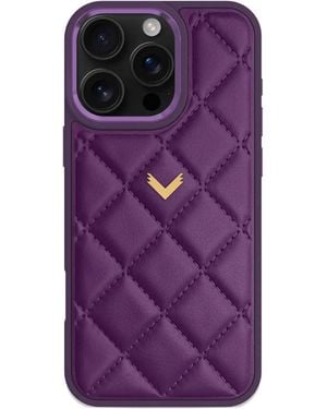 Velante Quilted Leather Iphone 16 Pro Max Case - Purple