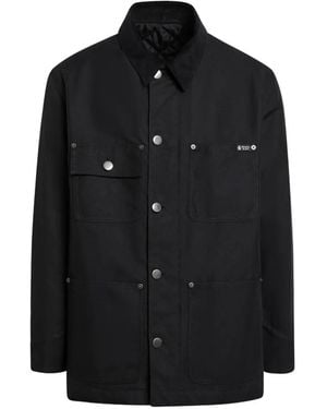 Prada Jacke Mit Logo-Schild Und Cordkragen - Schwarz