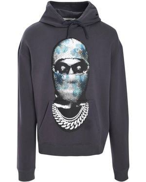 ih nom uh nit Graphic-Print Cotton Hoodie - Grey