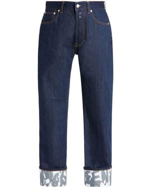 Alexander McQueen Mcqueen Graffiti Straight Jeans - Blue