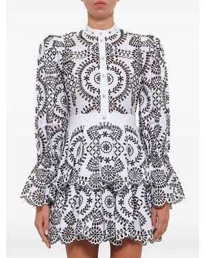 McQueen Broderie-Anglaise Tiered Dress - White