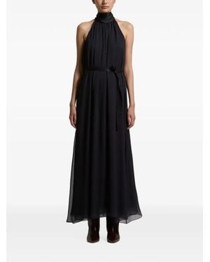 Peserico Belted Pleated Maxi Dress - Black
