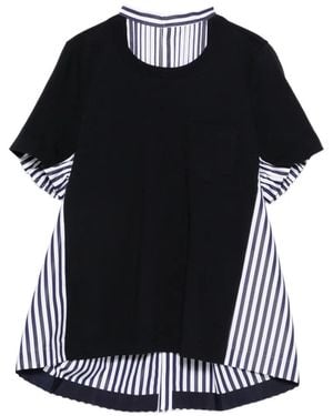 Sacai Stripe Pocket T-Shirt - Black