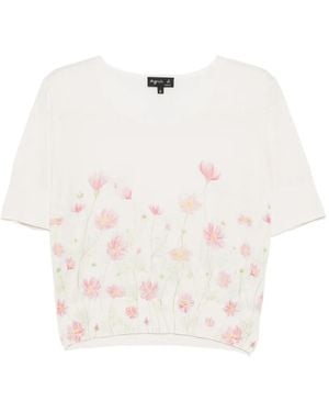 agnès b. Floral Cosmos Sweater - White