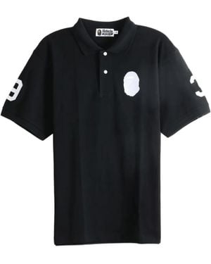 A Bathing Ape Logo-Patch Polo Shirt - Black