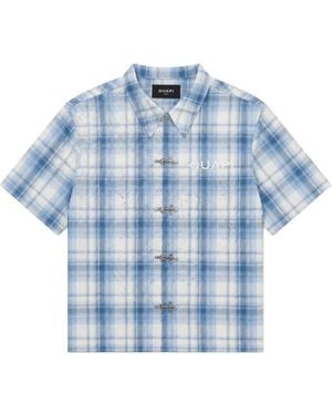 GUAPI Glacier Plaid Crystal-Embellished Shirt - Blue