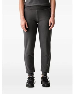 EA7 Logo-Print Elasticated-Waist Track Pants - Black
