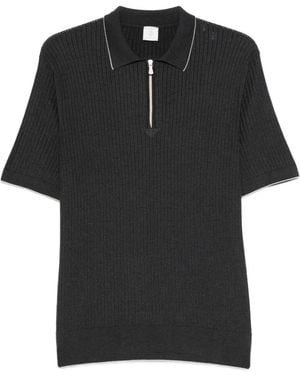 Eleventy Half-Zip Ribbed Polo Shirt - Black