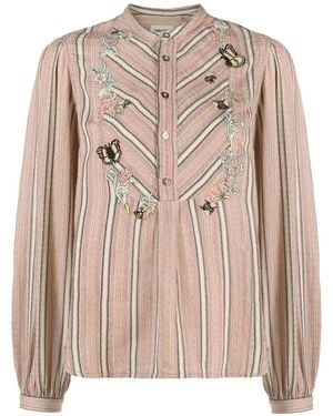 Zadig & Voltaire Embroidered Pinstriped Blouse - Pink