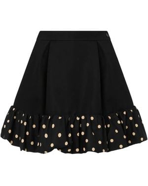 Moschino Polka-Dot Ruffled Mini Skirt - Black