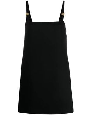 Miu Miu Logo-Plaque Virgin Wool Minidress - Black