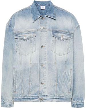 Vetements Embossed-Logo Denim Jacket - Blue