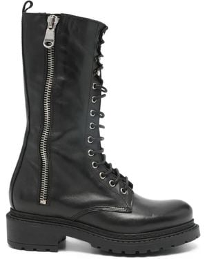 METISSE Zip-Embellished Lace-Up Boots - Black