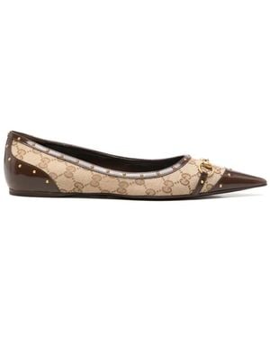 Gucci Savoy Horsebit Ballet Flats - White