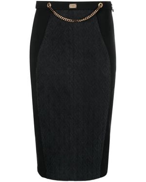 Elisabetta Franchi Logo-Plaque High-Waisted Skirt - Black
