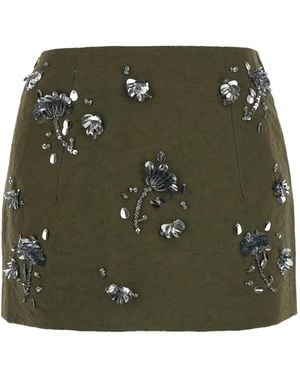 Markgong Minifalda Con Lentejuelas Y Motivo Floral En Jacquard - Verde
