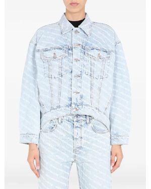 Alexander Wang Logo-Print Denim Jacket - Blue