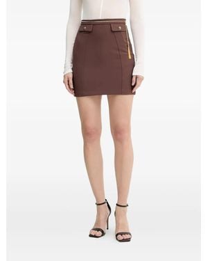 Elisabetta Franchi Falda con cinturón de cadena - Marrón