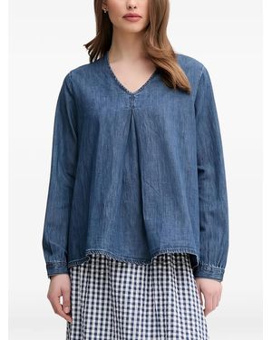 Benetton V-Neck Long-Sleeve Top - Blue