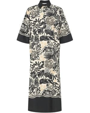 ERMANNO FIRENZE Midikleid Mit Grafischem Print - Weiß