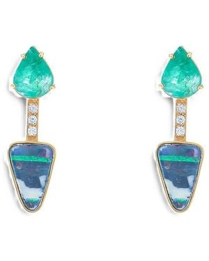 DENISE CASSOU Opal And Emerald Earrings - Blue