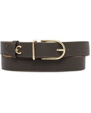 Coccinelle Logo-Plaque Pebbled-Leather Belt - White
