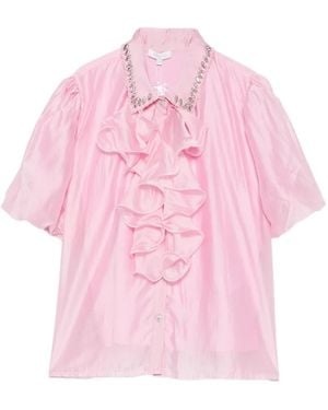 Paperlace Ruffled Crystal-Embellished Shirt - Pink