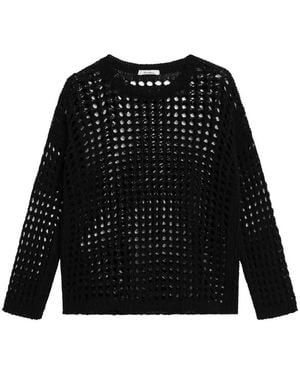 Max Mara Open-Knit Long-Sleeve Sweater - Black