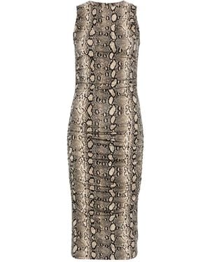Michael Kors Snakeskin-Print Ruched Dress - Natural