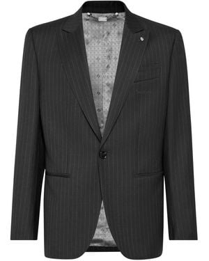 Billionaire Gessato Pinstripe Single-Breasted Blazer - Black