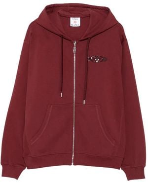 CASABLANCA Logo-Patch Zip Hoodie - Red