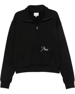 Rhude Logo-Embroidered Quarter-Zip Sweatshirt - Black