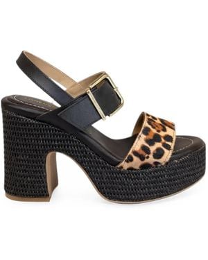 Lorenzo Mari Peonia 8 Leopard-Print Platform Sandals - Black