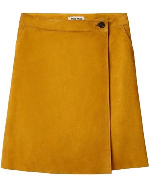 Miu Miu Suede Midi Skirt - Yellow
