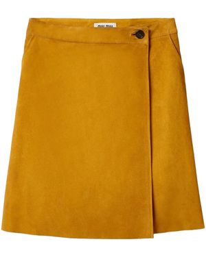 Miu Miu Jupe En Daim À Coupe Mi-Longue - Jaune