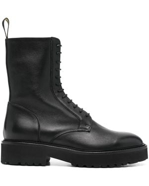Doucal's Leather Combat Boots - Black