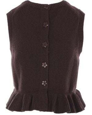 Cecilie Bahnsen Mouwloos Vest Van Kasjmierblend - Zwart