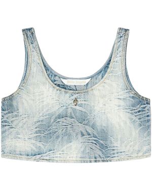 Palm Angels Palms Denim Top - Blue