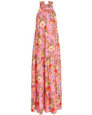 Borgo De Nor Gestuftes Dora Kleid Mit Blumenprint - Weiß