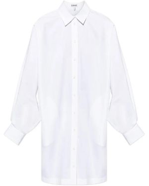 Loewe Wide-Sleeve Mini Shirt Dress - White