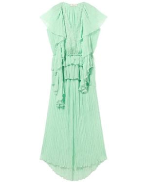 Blumarine Ruffled Pleated Dress - Green