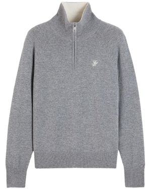 Tommy Hilfiger Quarter-Zip Raglan-Sleeve Sweater - Gray