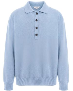 Malo Cashmere Button-Up Polo - Blue